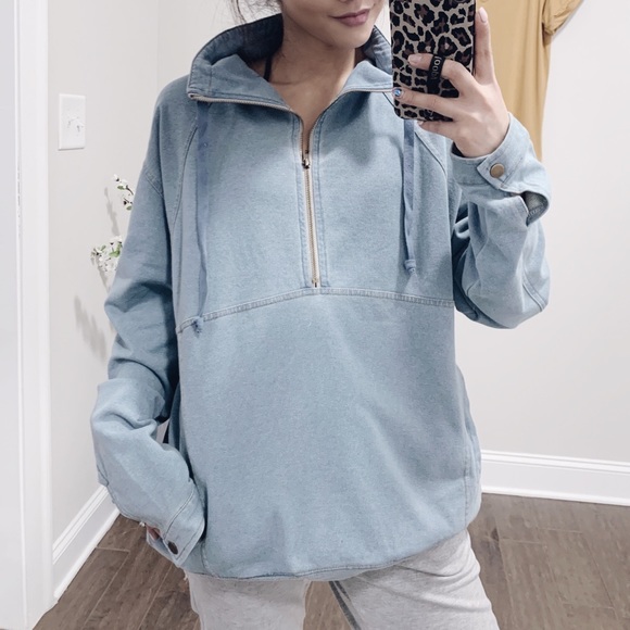 Denim Half Zip Pullover - Picture 6 of 8